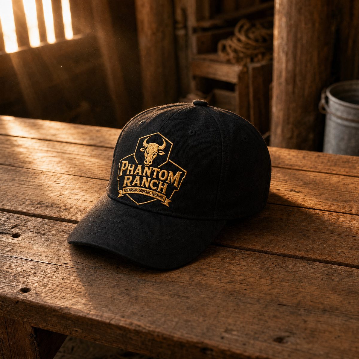 Youth recruit ball cap, gold embroidery on black
