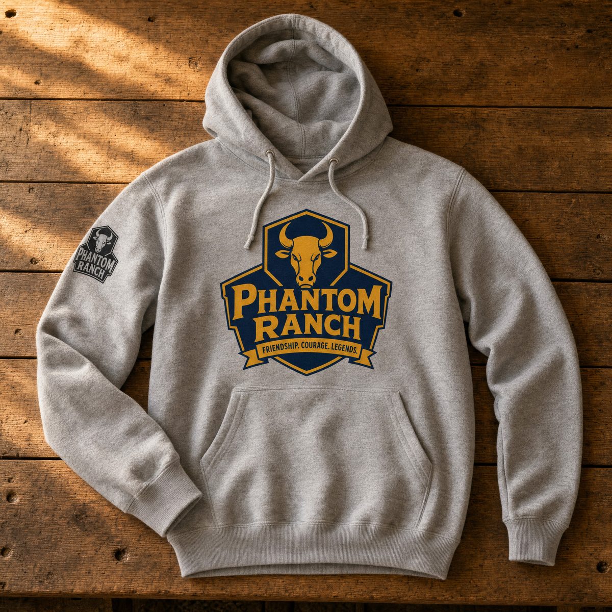 Ash depot hoodie with chest crest and sleeve patch