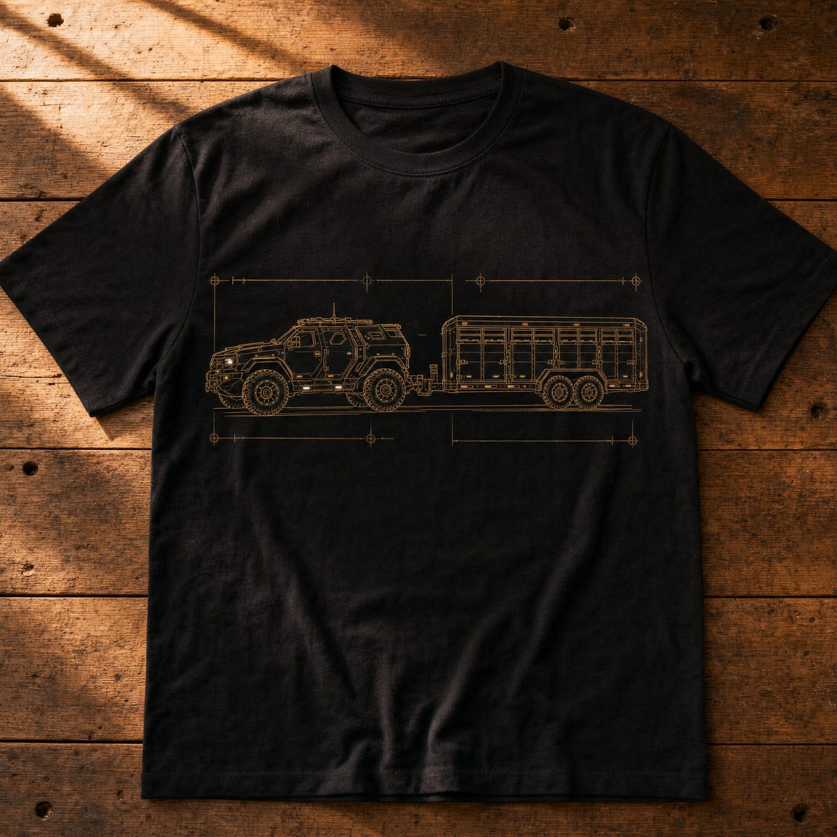 Fleet blueprint tee, rig and trailer line art