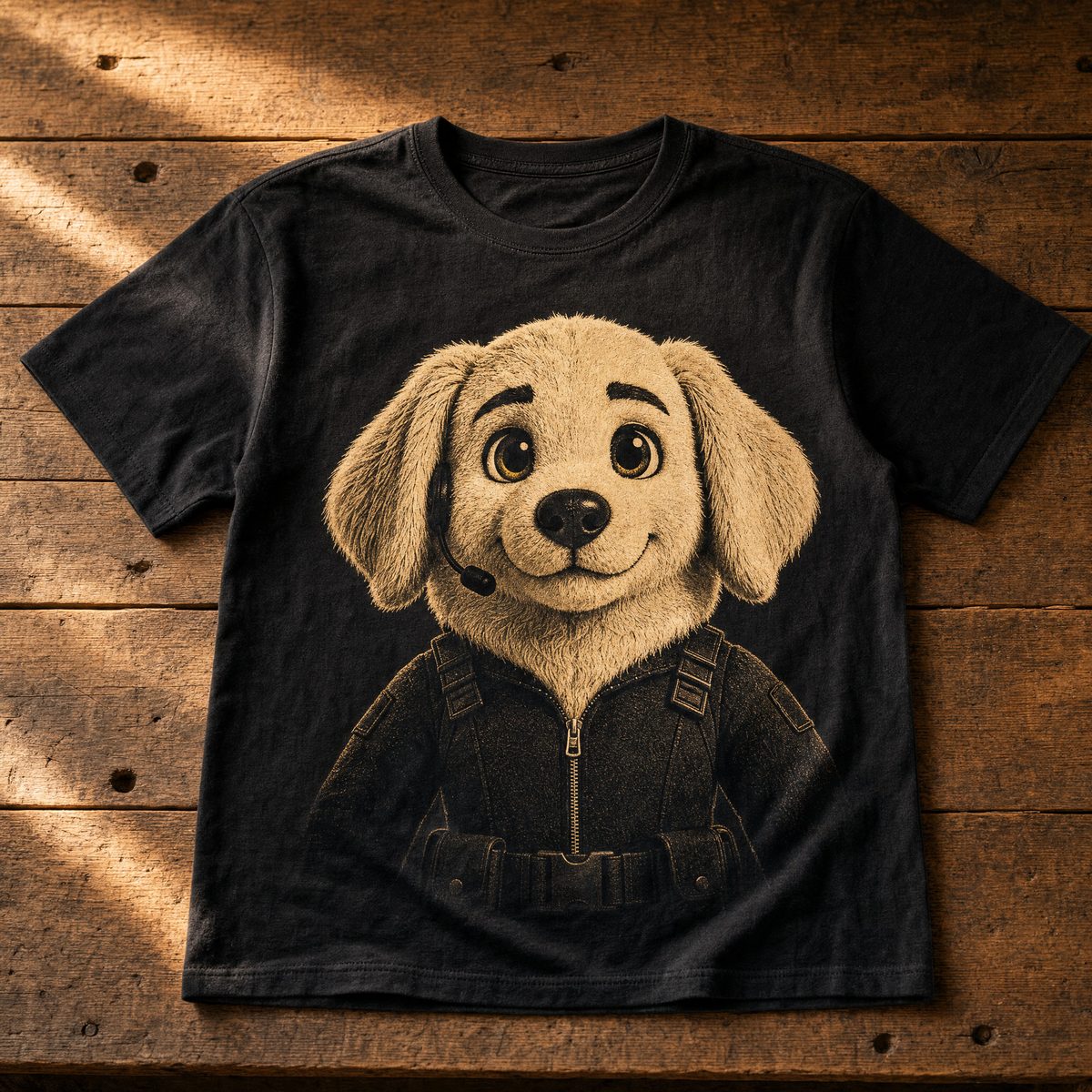 Luna character tee, portrait print on black