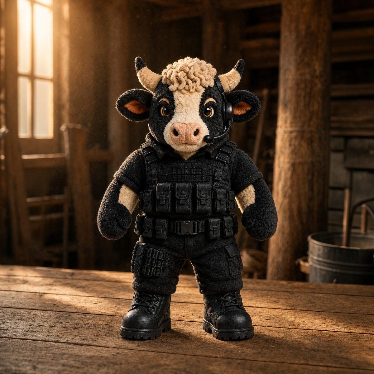 Bruno plush, bull in rescue gear